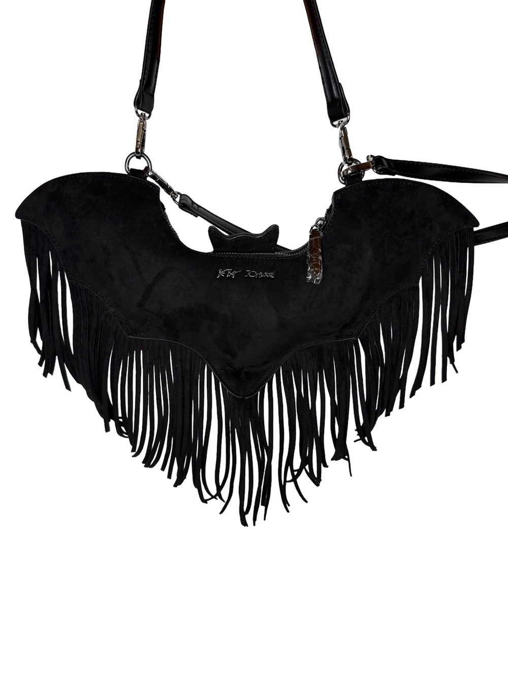 Betsey Johnson Xoblaire Black Bat Fringe Crossbody Shoulder Bag NWT Halloween